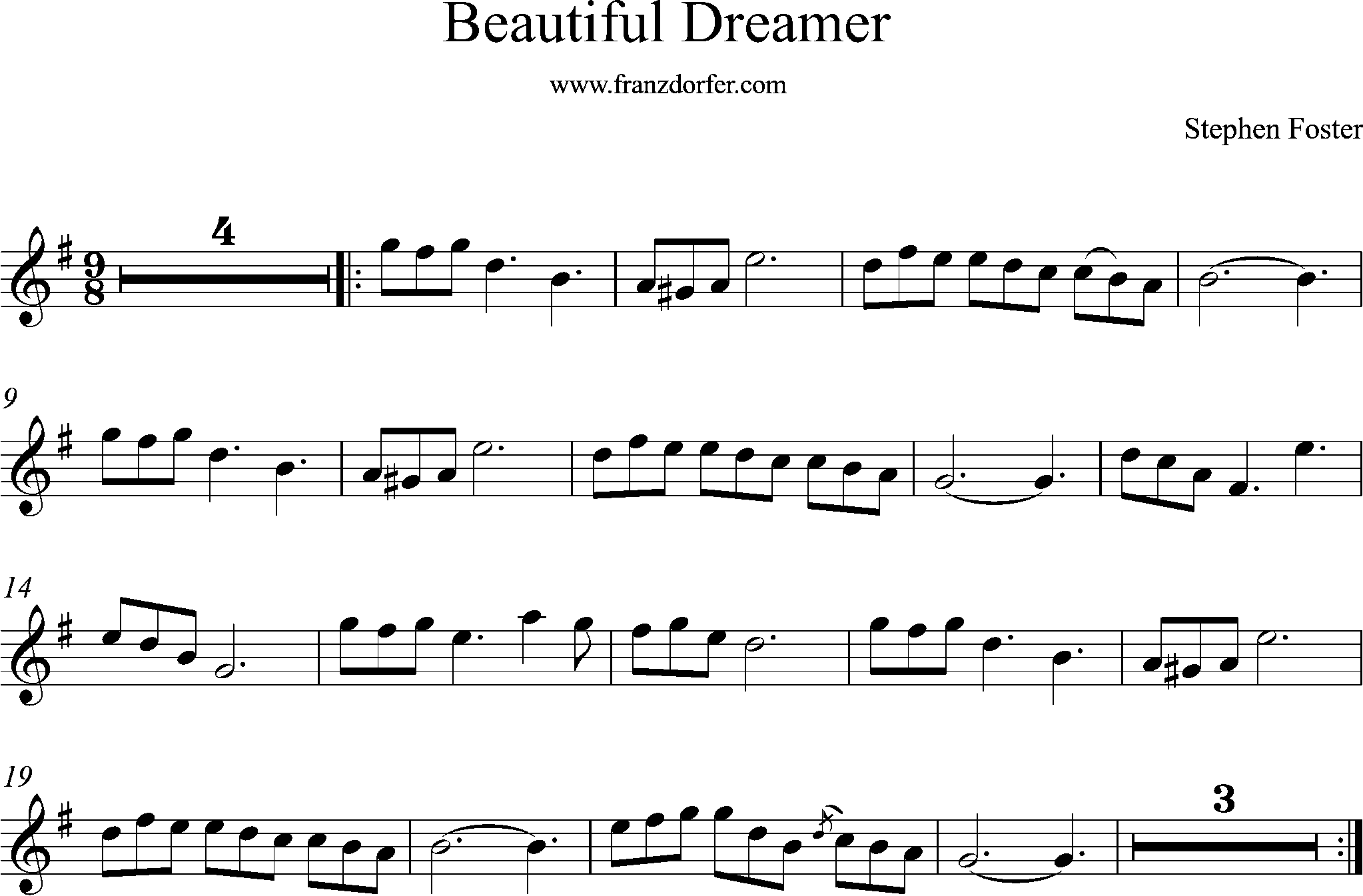 sOLO sHEET music Beatiful Dreamer for EB-Sax